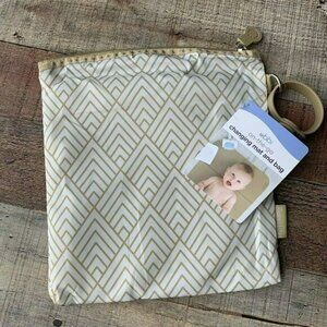 Ubbi On The Go Travel Diaper Beige and White Changing Mat with bag baby NWTs